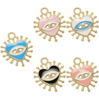 jewelry making supplies diy earrings necklaces parts devil eye charm enamel gold color heart shape pendant clasp accessories