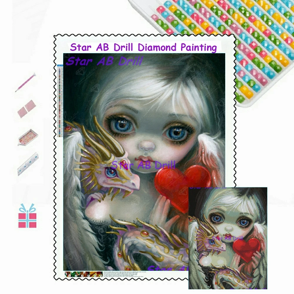 

Картины Мультяшные алмазные 5D A Dragonling на День святого Валентина AB, новинка 2023, фэнтезийная девушка, «сделай сам», наборы для вышивки крестико...