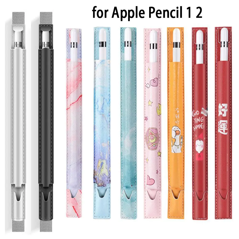 

Stylus Pen Cover Tablet Touch Covers ForApple Pencil Tablets Pen Bags Pencil Case Flexible Leather Protective Pouch With Sticker