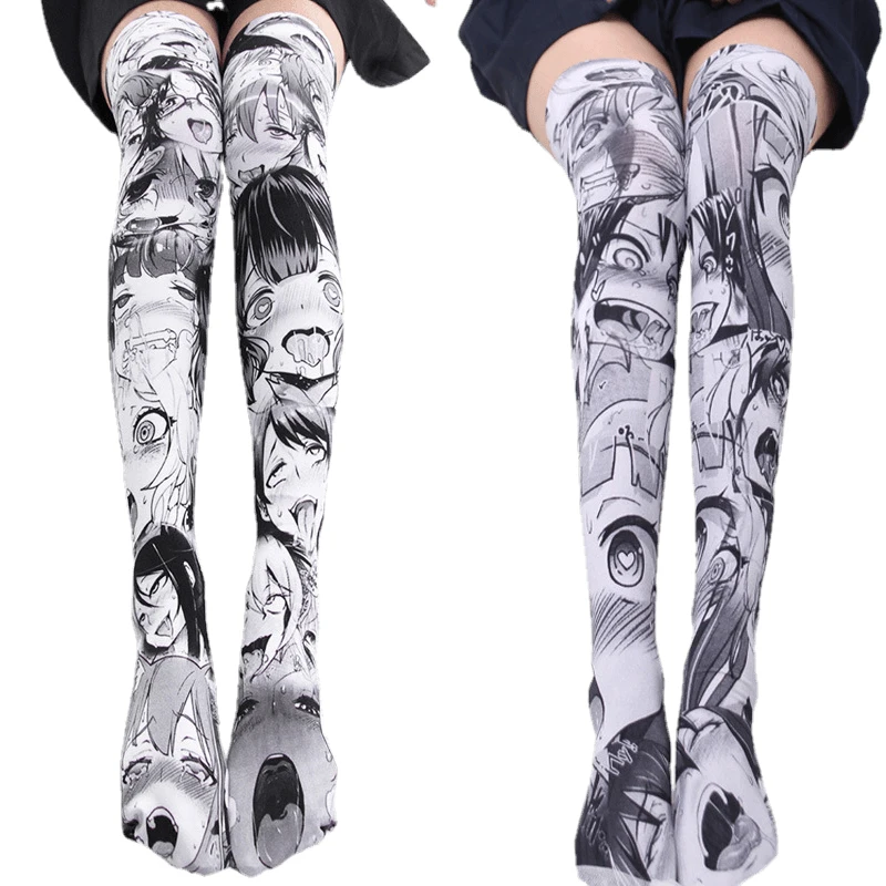 Anime Ahegao Hentai Cosplay Protection Arm Sleeve Stockings Tshirt Costumes Cartoons Printing Summer Woman Costume |