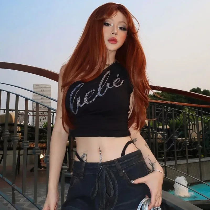 

High Quality 2023 Women Sleeveless Letter Print Design T-shirt Sexy Crop Top Clothes Spring Summer Tank Top Y2k Girl Corset Top