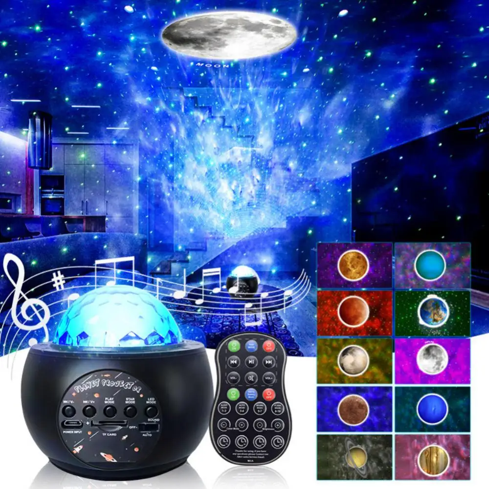 

Starry Sky Projection Lamp Dc5v/1a For Home Bedroom Decoration Rotating 10 Stars Birthday Decoration Stars Ocean Ripple Lamp 8w