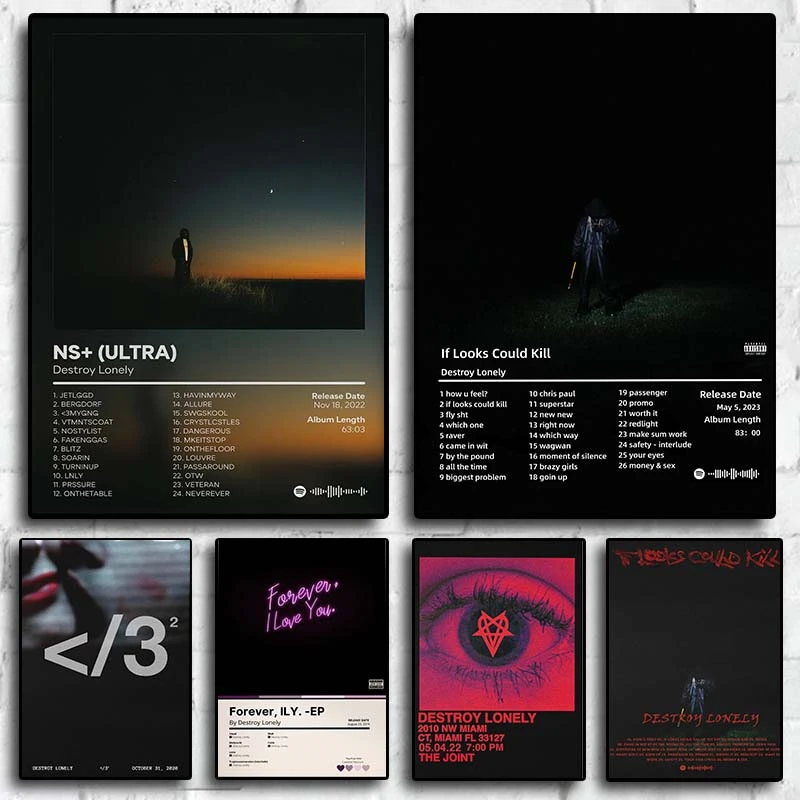 

Pop Hip Hop Rapper Destroy Lonely Poster Music Album If Looks Could Kill No Stylist Single Ep Canvas Print Wall Art Room Decor