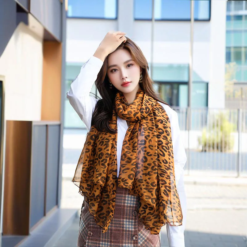Шарф с леопардовым принтом платок элегантный женский шарф палестинский носовой