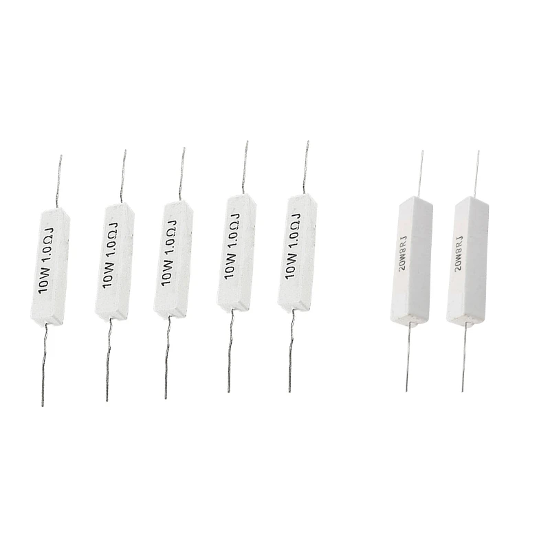 

7 Pcs Wirewound Cement Resistor, 5 Pcs 10W 1.0 Ohm & 2 Pcs 20W 8 Ohm