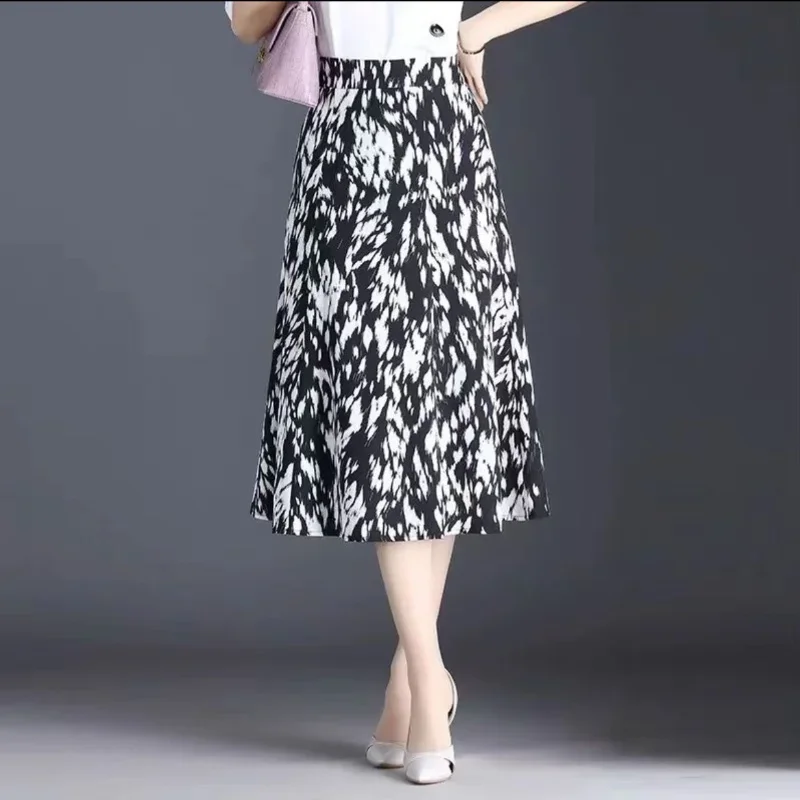 Модная тонкая трапециевидная юбка с леопардовым принтом женская классическая