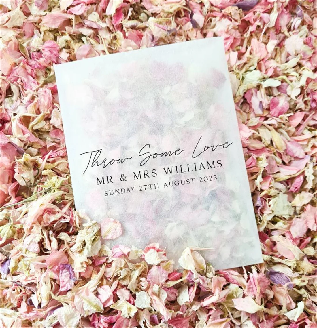

Set Of 20 Wedding Confetti Bags - 100% Biodegradable Glassine Bags - Personalised Packets - Wedding Confetti, Petal Confetti