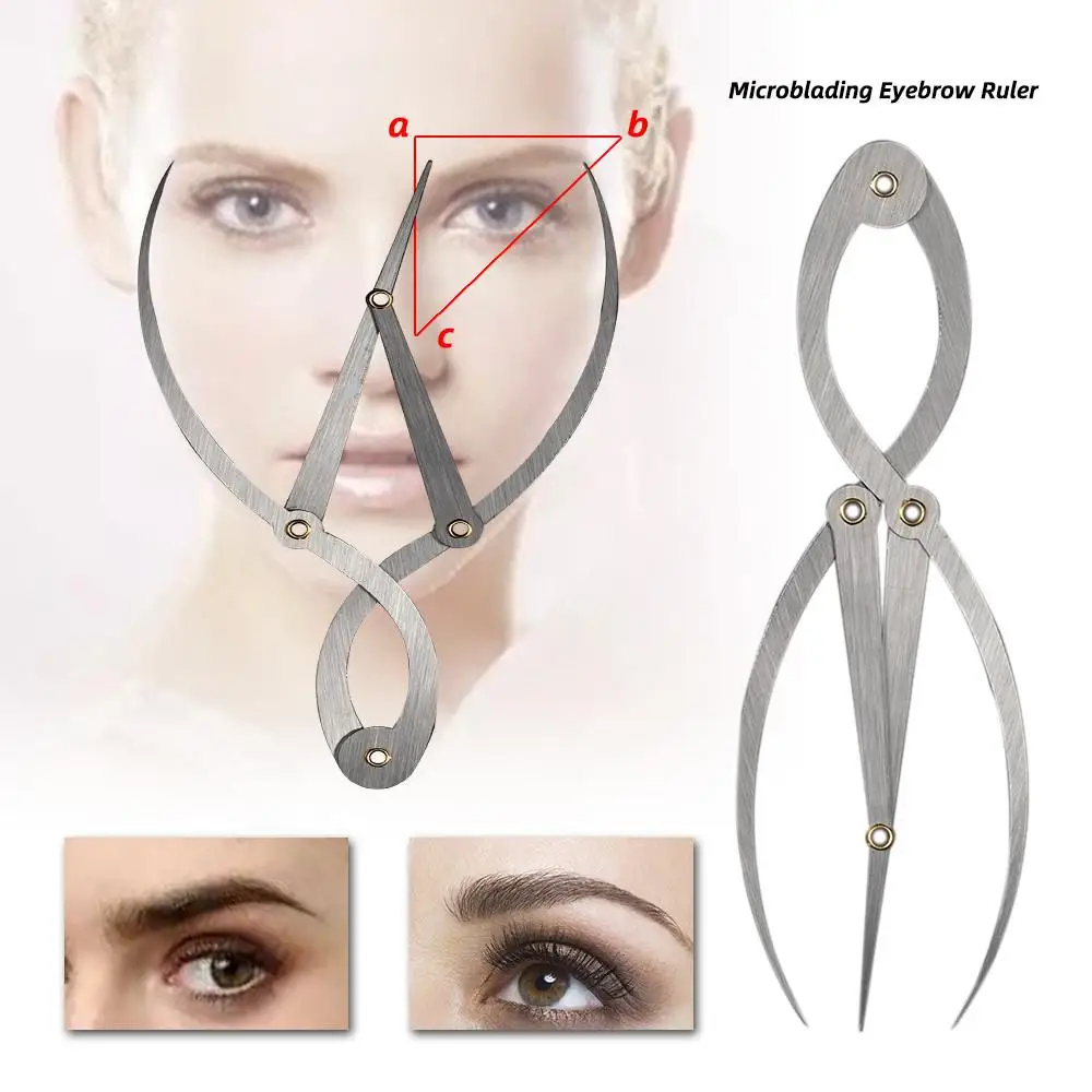 

Stainless Steel Microblading Balance Positioning/Equidistant Eyebrow Mapping Ruler Golden Ratio Ruler Measurement Tool
