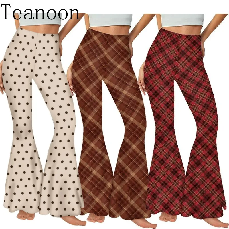 Женские брюки Teanoon полосатые клетчатые штаны с принтом женские уличные для йоги