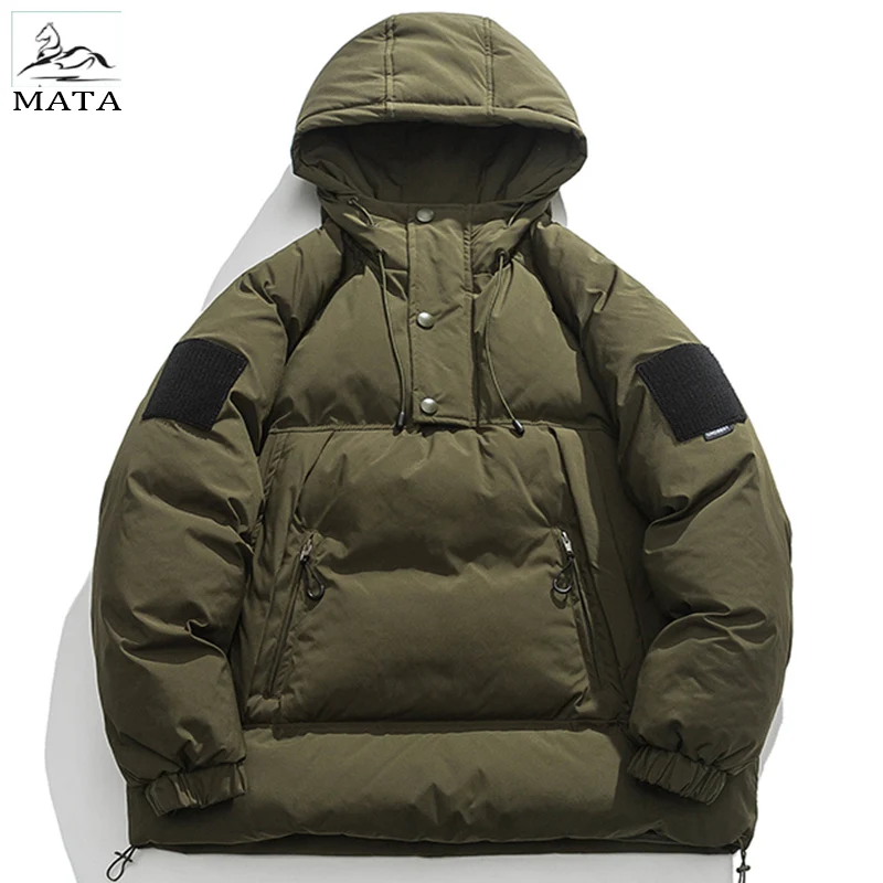 

Мужская винтажная куртка на хлопковом наполнителе, с несколькими карманами и капюшоном