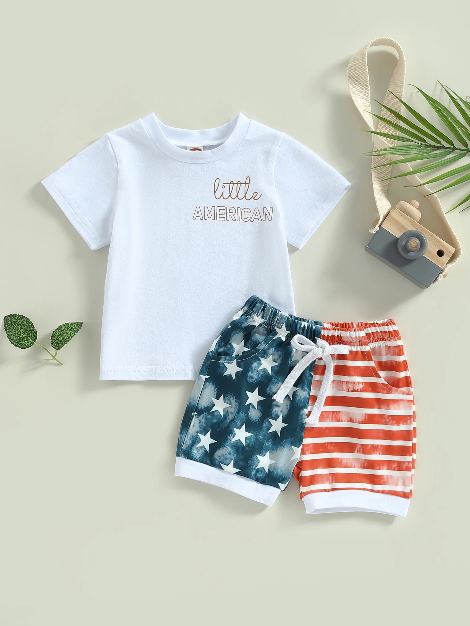 

Baby Boy 4th of July Outfit - Stars and Stripes Romper with Matching Hat - Independence Day Celebration Set