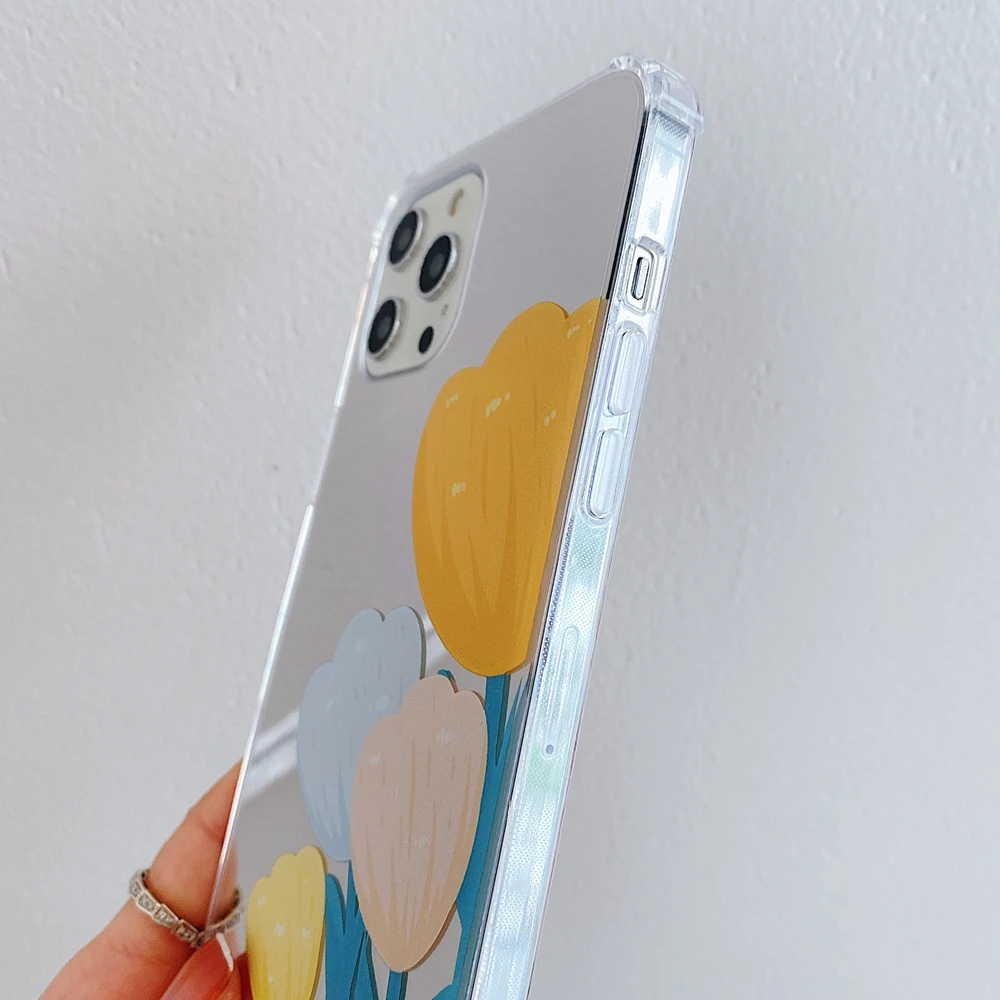 Роскошный летний зеркальный чехол с цветами для iPhone Xs Max X Xr 7 8 Plus противоударный