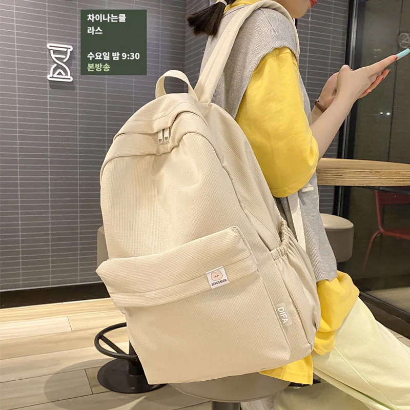 

New Waterproof Nylon Women Backpack Female Travel Bag Backpacks Schoolbag for Teenage Girls Solid Color Bookbag Mochila Bookbag