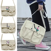crossbody bag korean version canvas shoulder bags women casual wild messenger packet postman case whitemarble print organizer