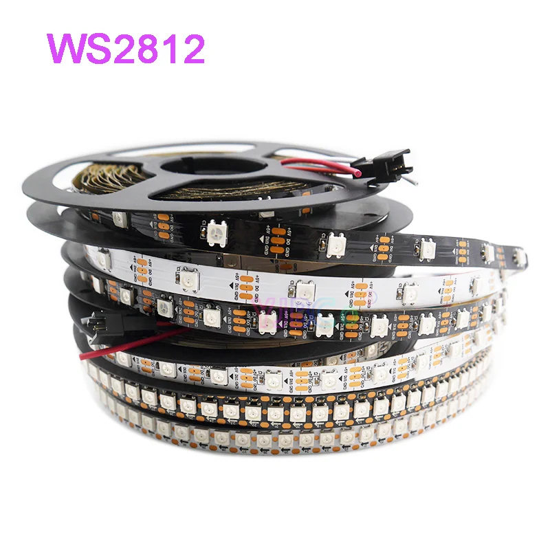 Светодиодная лента WS2812B индивидуально Адресуемая 30/60/74/96/144 пикселей/М WS2812 RGB лампы 1/2/3/4/5 м фотолампа IP30 65 67 5 В