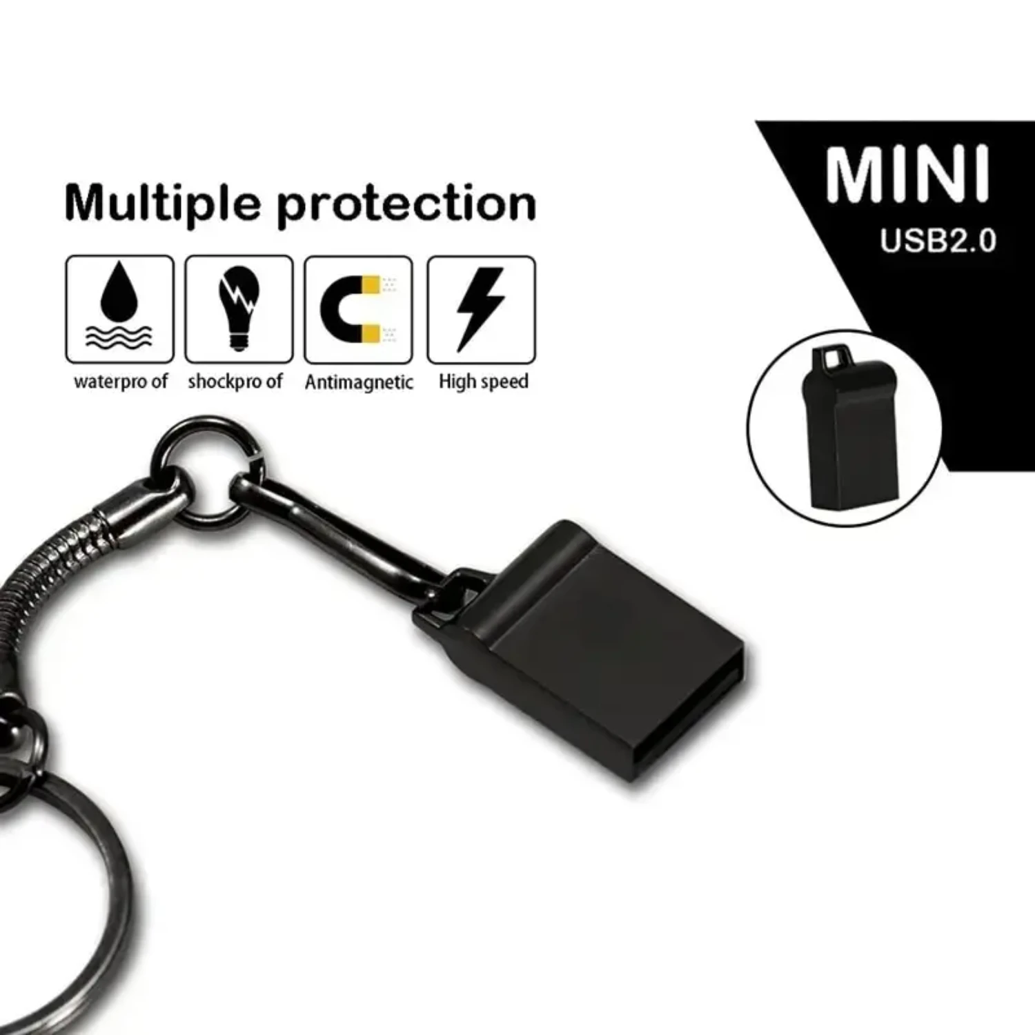 Креативная супер мини-черная металлическая USB-флеш-накопитель емкостью 64 ГБ с