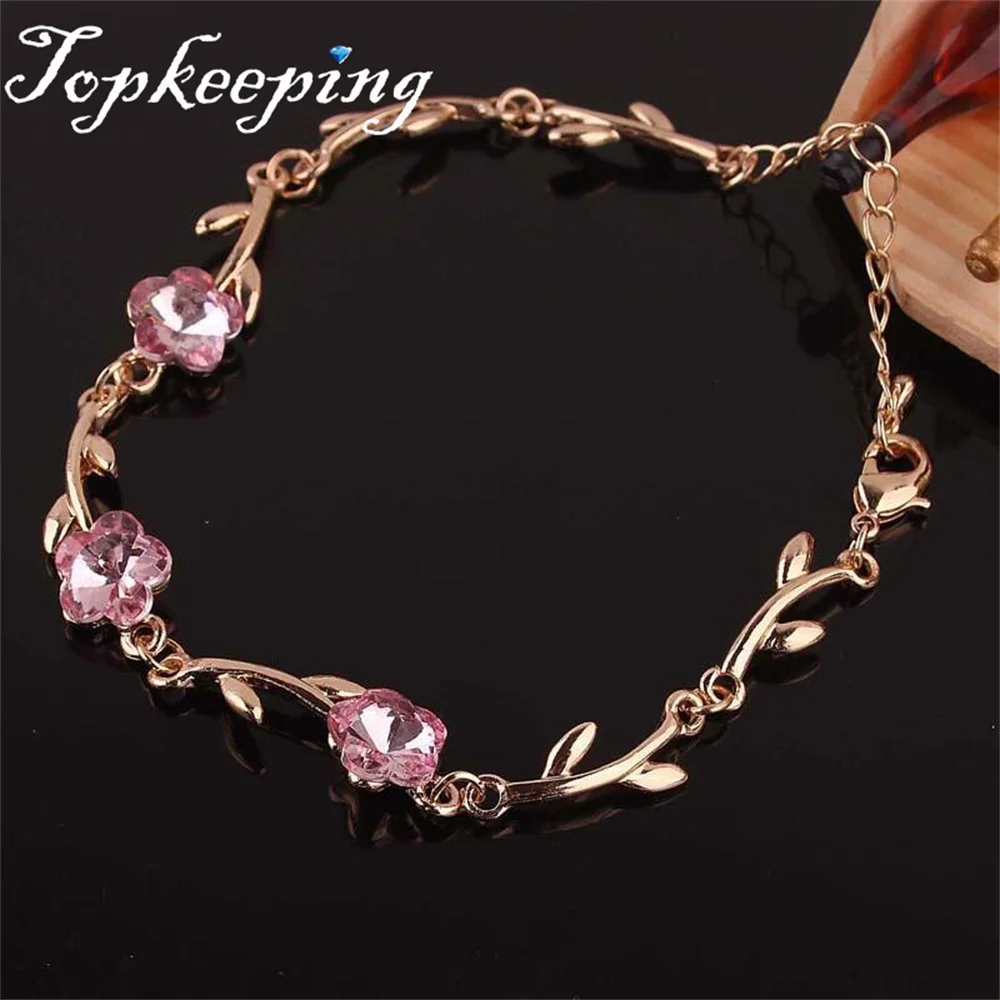 

Rose Flower Chain Link Bracelets Bangles Classics Luxury Women Accessories Ornaments Girlfriend Gift
