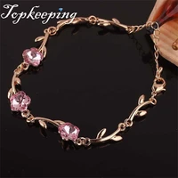 rose flower chain link bracelets bangles classics luxury women accessories ornaments girlfriend gift