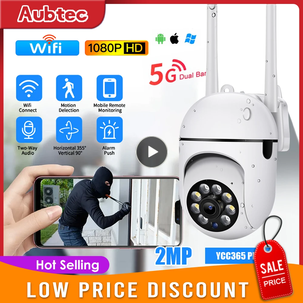 

2MP Dual Frequency Network Camera Motion Detection Security WiFi IP Cam Outdoor CCTV 1080p Surveillance Night Vision Monitor