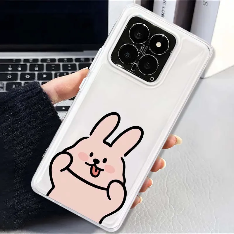Фото Прозрачный чехол для телефона из ТПУ с милым рисунком кролика для Xiaomi 17 15 14 13 12 12S 12X 12T 11 11T Pro Max Lite Ultra №2