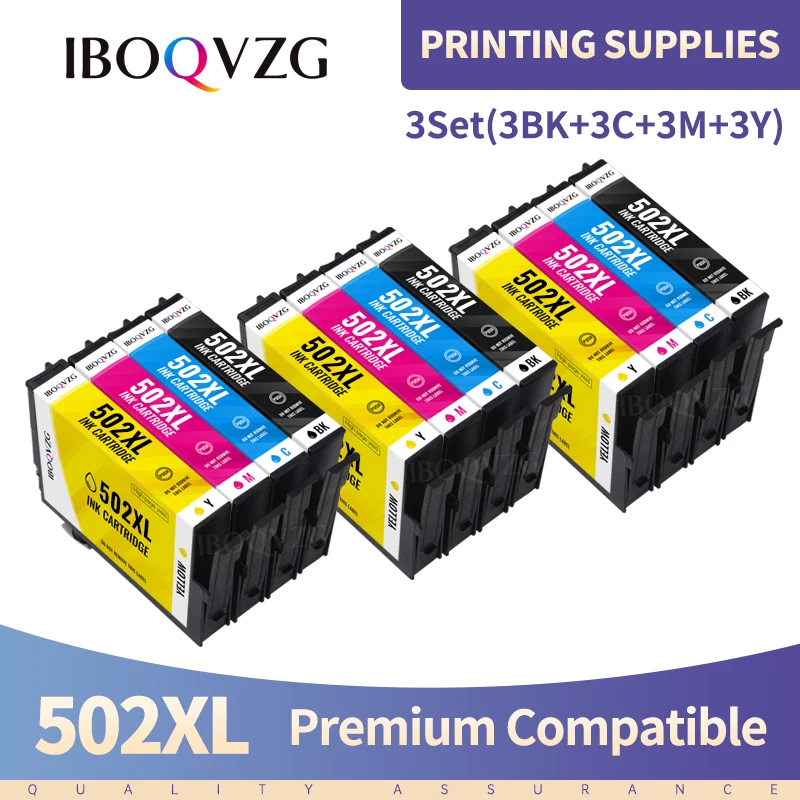 

IBOQVZG 502XL T502XL 502 Ink cartridge Compatible for Epson Expression Home XP-5100 5105 2860DWF 2865D printer