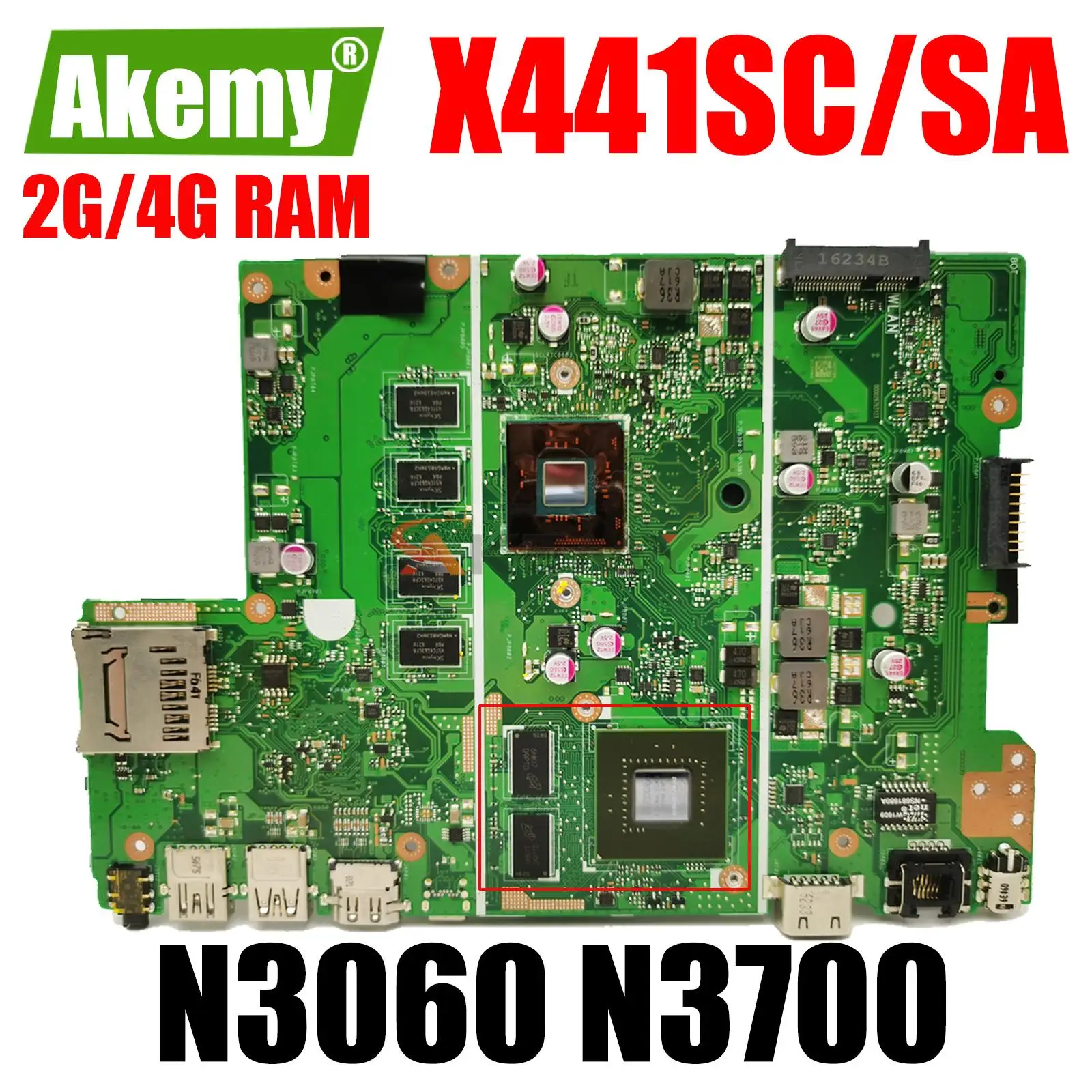 

Mainboard For ASUS A441SC A441SA X441SA X441SC F441S X441S A441S Laptop Motherboard N3050/N3060 N3700/N3710 2GB/4GB-RAM