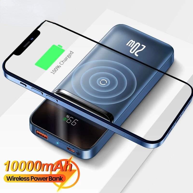 

2022NEW NEW Power Bank 10000mAh PD 20W Magnetic Wireless Charger External Battery Portable Powerbank For iPhone 13 12 Pro POCO X