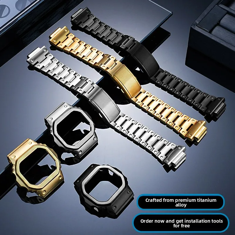 Фото Комплект для модификации Casio G-Shock DW-5600: корпус и ремешок из титанового сплава, металлический безель, DIY замена (для моделей DW-5600E, GW-B5600, GW-M5610) №3