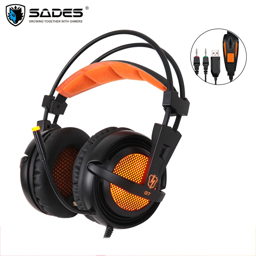 SADES G7 Высокопроизводительные 7.1 Наушники с USB для ПК Deep Bass Игровые наушники