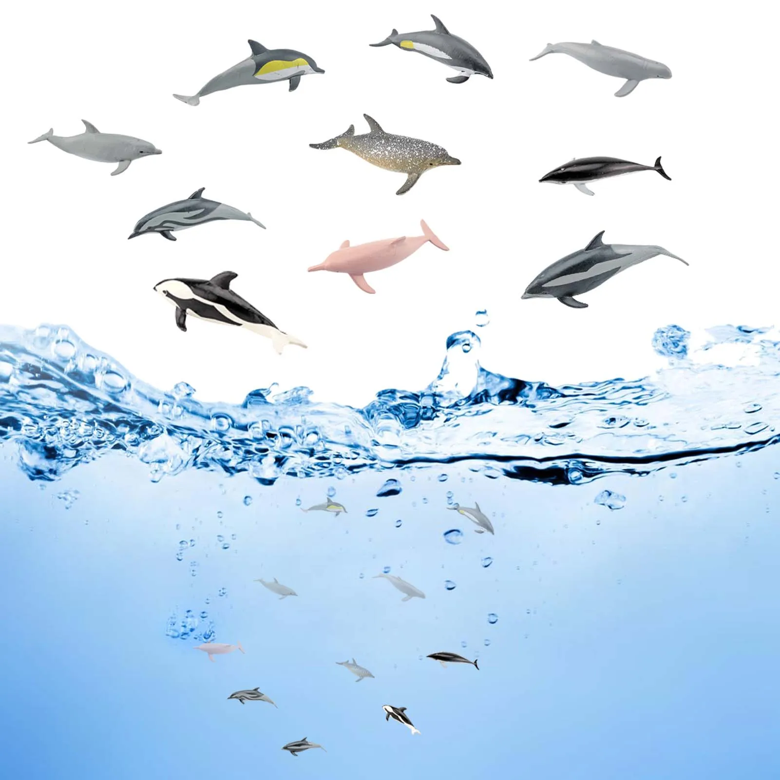 

Mini Ocean Animal Figures Marine Mammal Dolphin Ornamental Toy Miniature Figurines Marine Bath Pool Toys