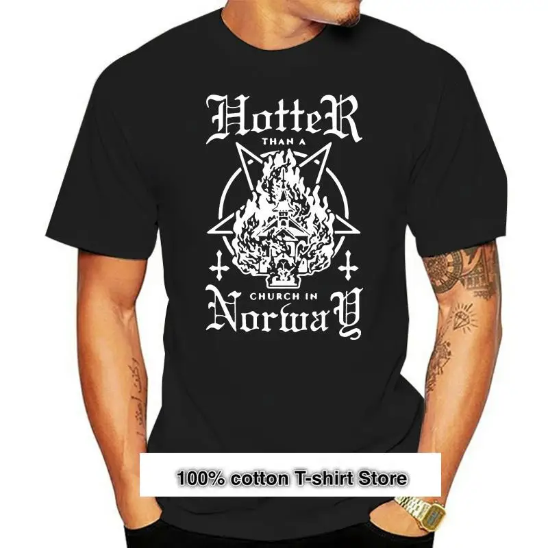 

Camisetas de pentagrama quemadas invertidas, Hotter que A Iglesia en Noruega
