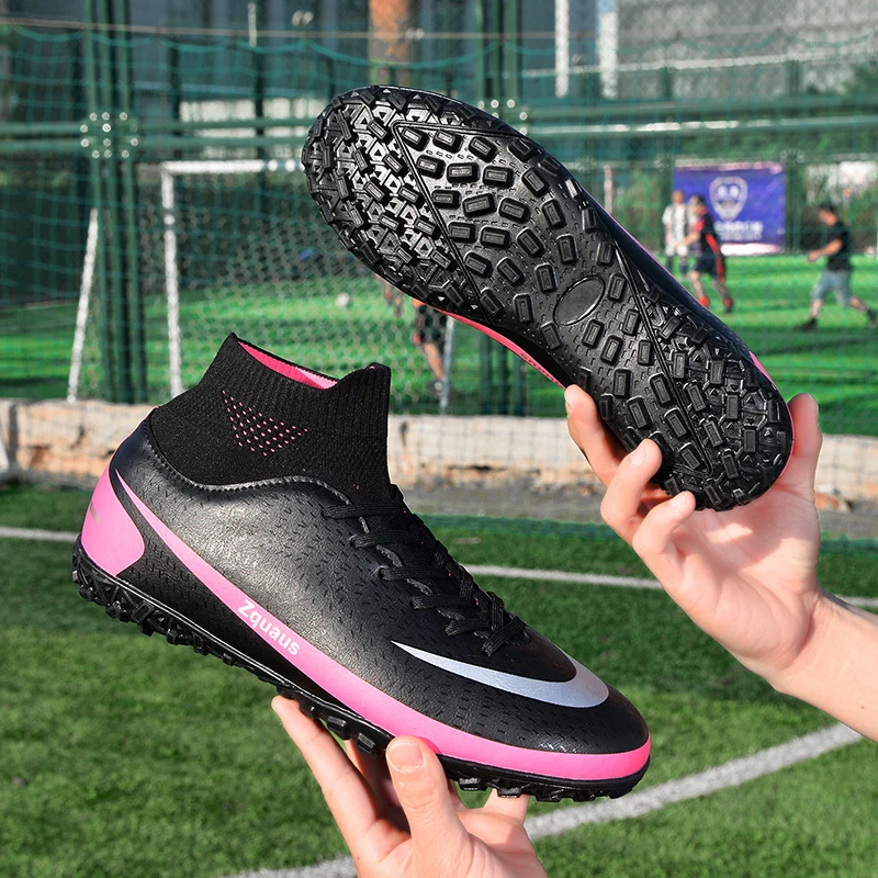 New Football Boots Men Unisex High Ankle Soccer Shoes Non-Slip Grass Soccer Cleats Men Football Sneakers Futsal Training Shoes
