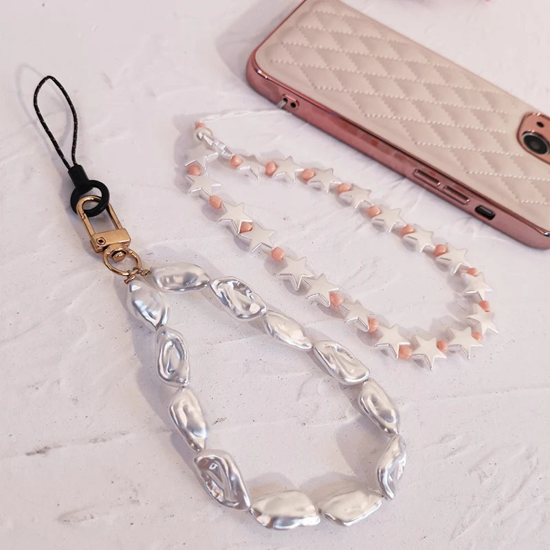 

Wrist Chain Pearl Pendant Phone Lanyard Strap Anti-lost Pendant Short Women's Pendant High-end Rhinestone Mobile Phone Lanyard