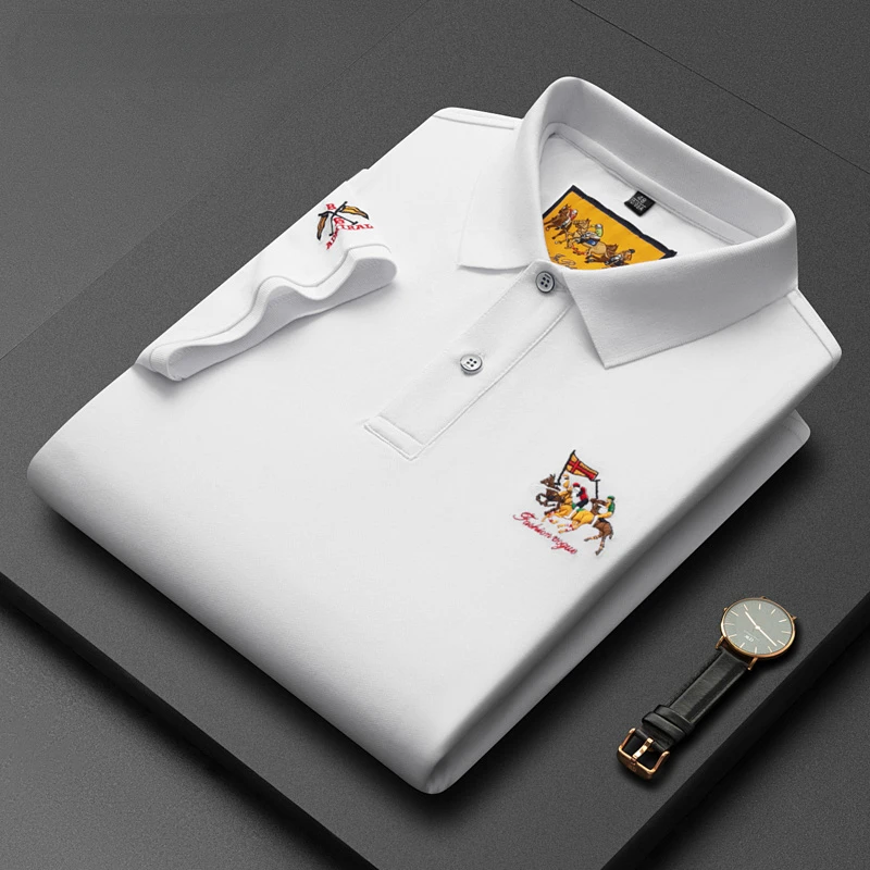 

New Brand Cotton Luxury Male Polo Shirt 2022 Summer Lapel Designer Polos Top Business Tshirts for Men Short Sleeve Tops Tees