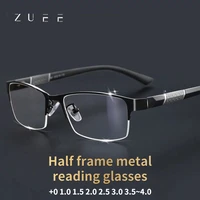 zuee metal anti blue light reading glasses men half frame prescription eyeglasses male tr90 eyewear with case %c3%b3culos
