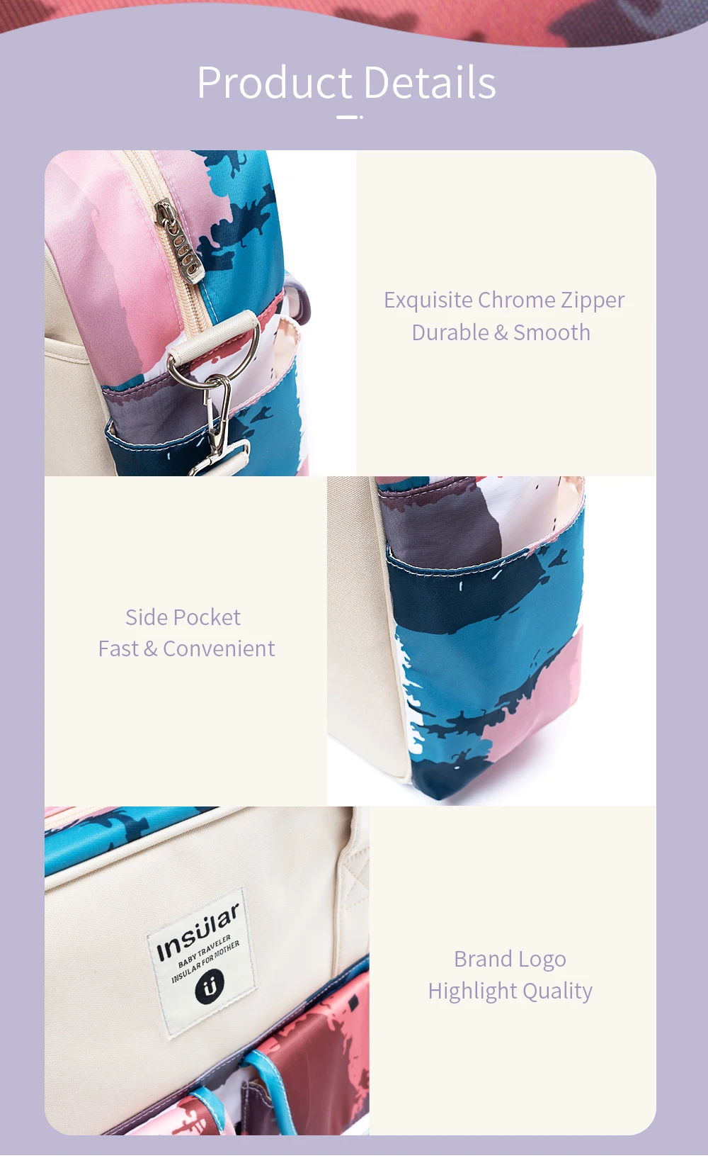 Insular Портативная сумка для подгузников Messenger Style Синтетическое волокно