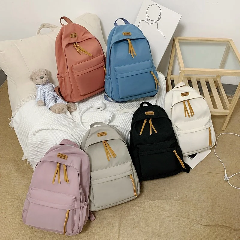 

Solid Color Women Backpack School Backpacks Nylon School Bags For Teenager Girls Travel Back Pack Book Purse For Women 2021