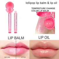 2 in 1 cute lollipop lip balm tint gloss moisturizer candy lip gloss lipstick color change waterproof long lasting lip cosmetics