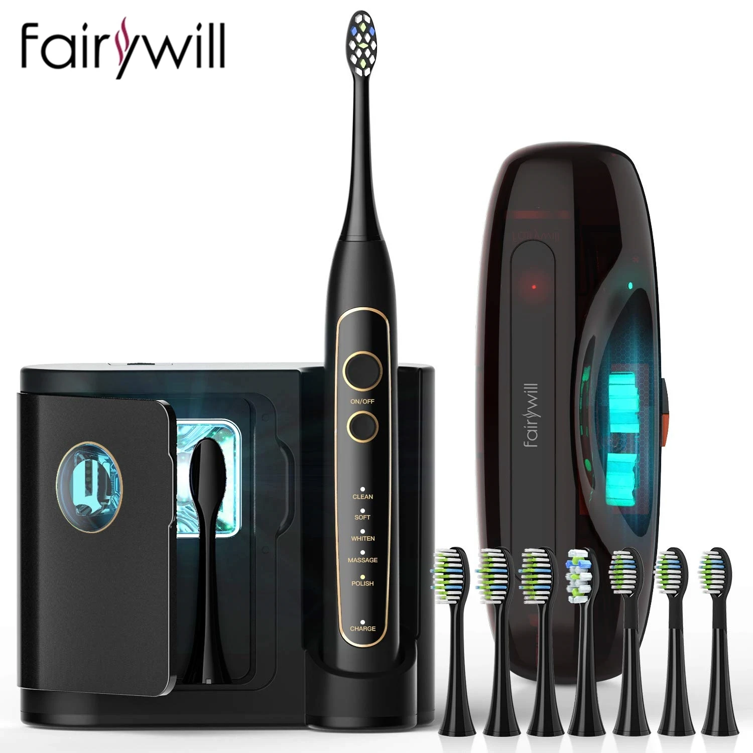 Fairywill Electric Toothbrush Model 2056-US Ultra-Sonic Power Whitening Toothbrush with 5 Modes Wireless Charging Smart Timer