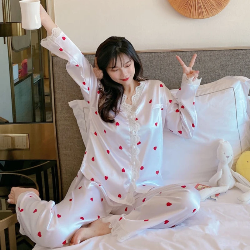 Пижамный комплект женский кружевной изящный универсальный домашний удобный