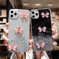glitter silicone case for iphone 13 11 12 pro max 7 8 6s 6 plus case for iphone x xr xs max cover 3d butterfly funda coque capa