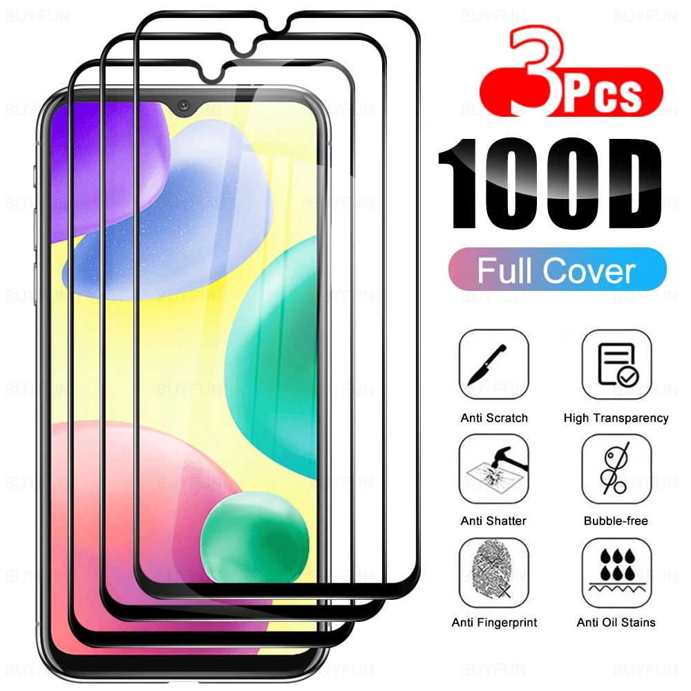 

3PCS 100D Tempered Glass silk screen For Xiaomi redmi 10a 10C screen Protector For Xiaomi Redmi 10 India Protective glass Cover