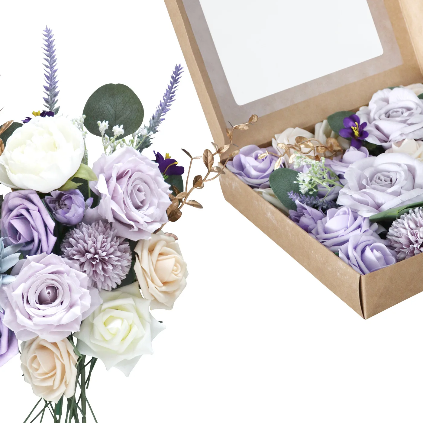 

JELLEE Country Wedding Backdrop Decoration Artificial Table Decor Rose Gifts Box Flower Bride's Bouquet Accessories for Home
