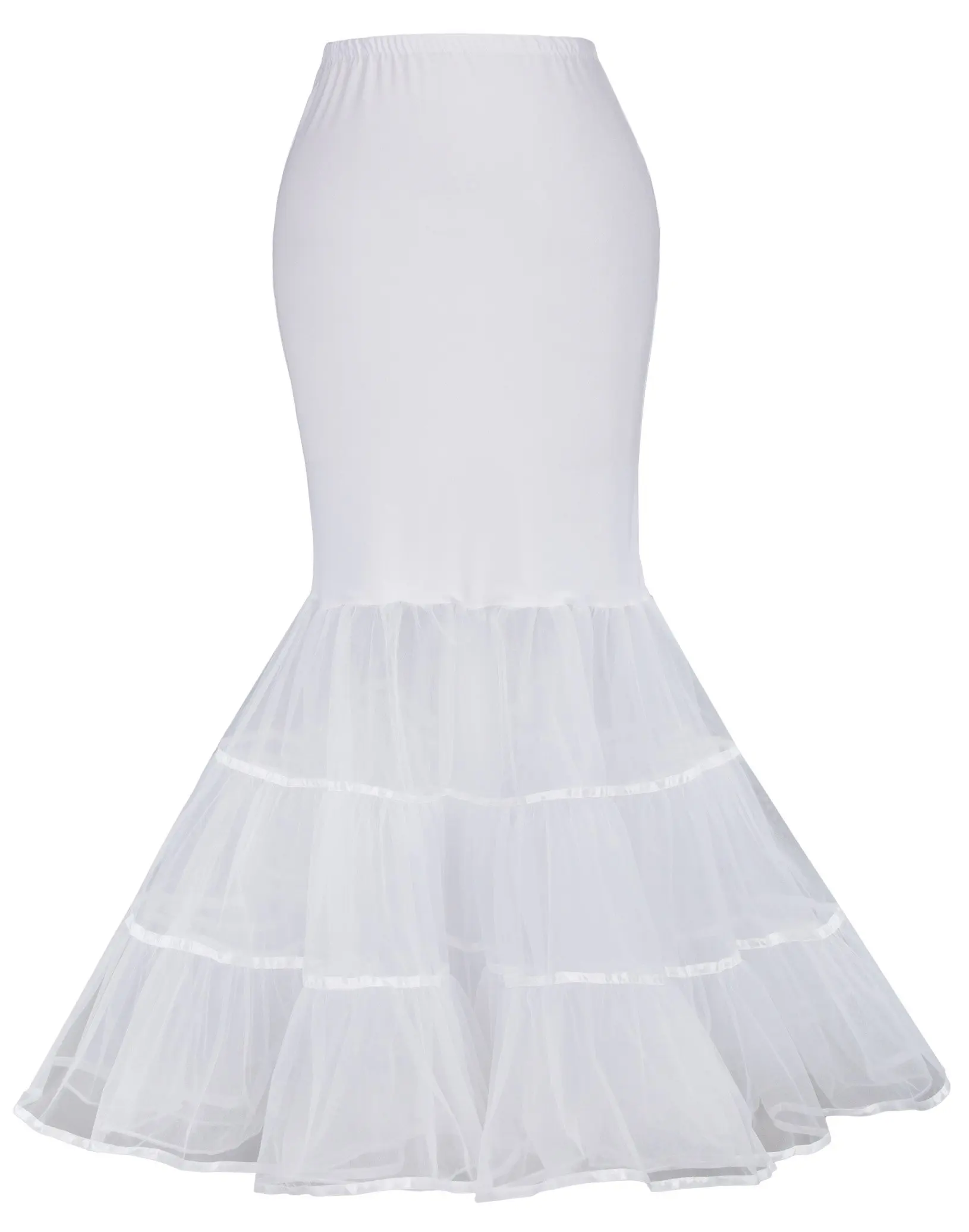

New Style Women's Mermaid Fishtail Crinoline Petticoat 2023 Floor Length Organza SKirt Wedding Underskirt