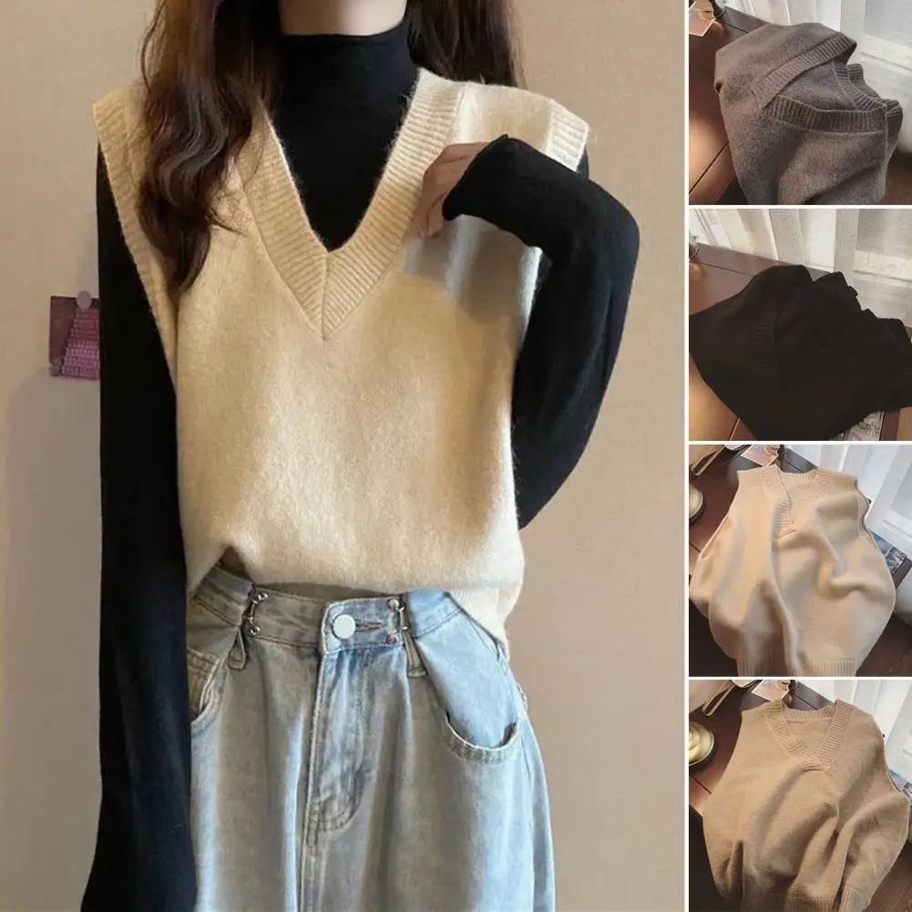 

Coldproof Warm Women Autumn Winter Loose Sleeveless Knitwear Daily Clothing