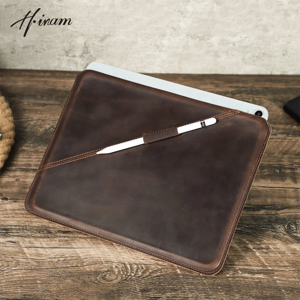 

Genuine Luxury Leather Retro 12.9 Inch Apple Ipad Organizer Handmade Crazy Horse Case Prevents Scratching Portable Pouch
