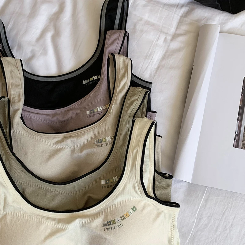 

GY0127 Sports suspender vest women's summer 2022 new short back slim fit with bra top on the outside