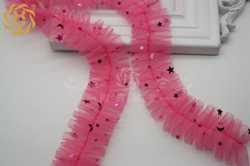 4 см звездная сетка по центру плиссированное кружево детская повязка на голову