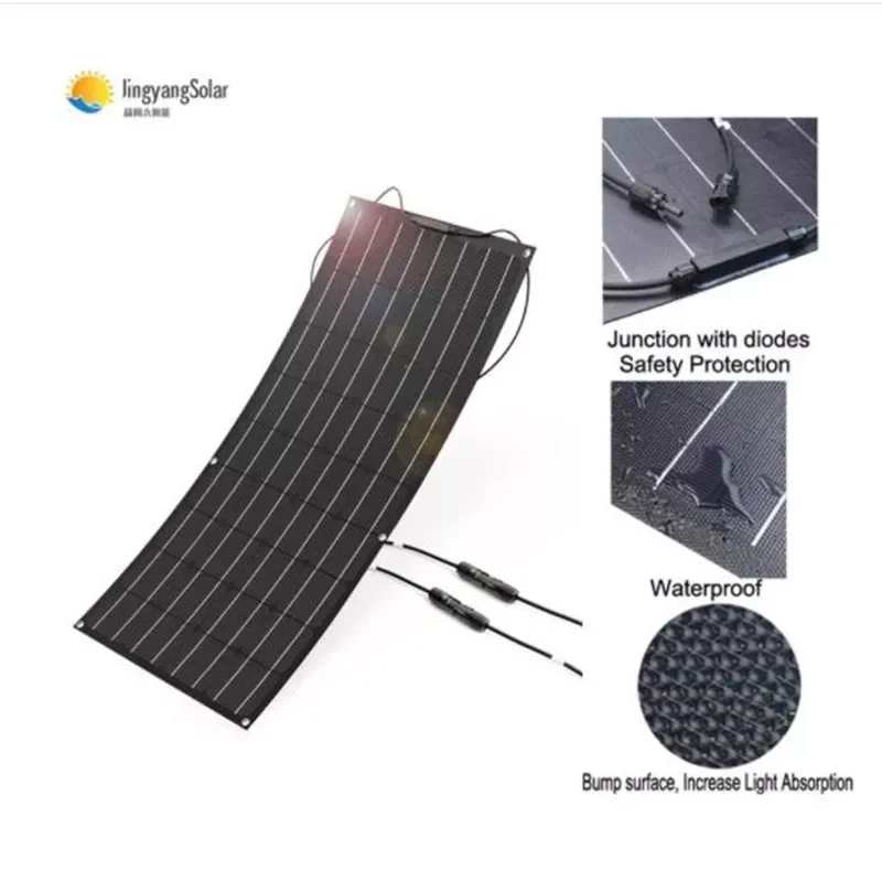 

2023NEW Solar panel 100w, ETFE material photovoltaic power generation panel, strong and durable. Provide power for 12v 24v batte