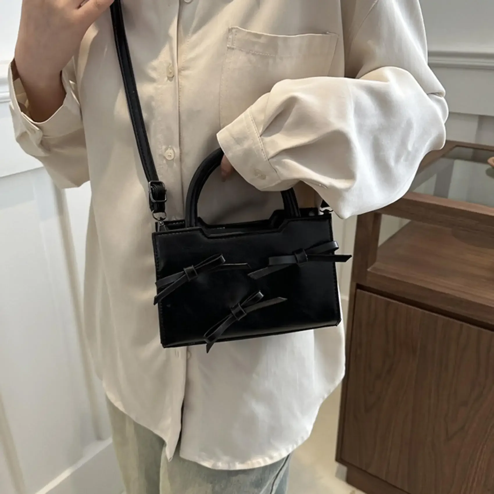 Новая текстурная ручная сумка с бантом для женщин через плечо на одно в западном